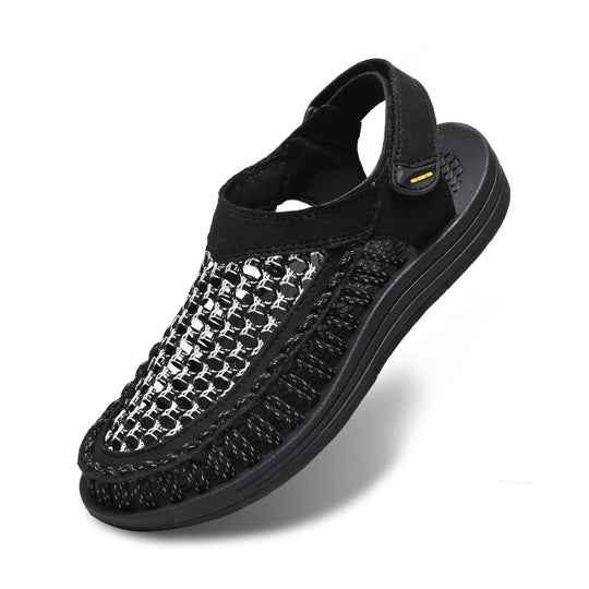 Men's hand-woven beach sandals with lightweight breathable straps