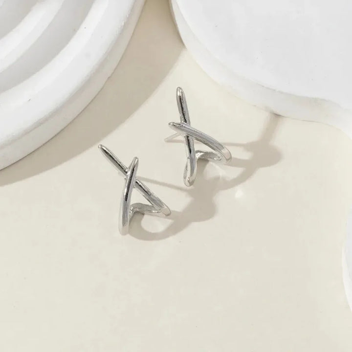 Valencia Cross Steel Stud Earrings