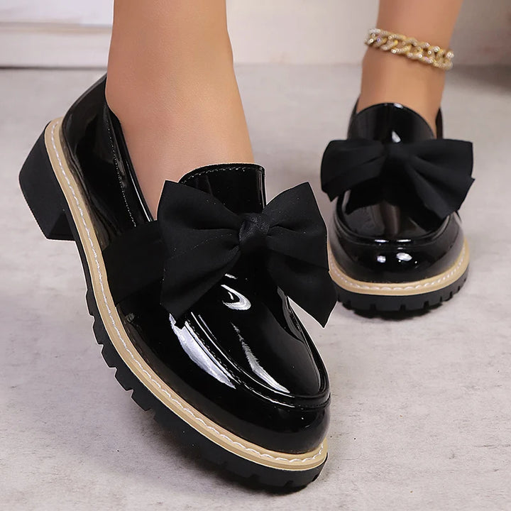 Velmira Gloss Bow Platform Loafers