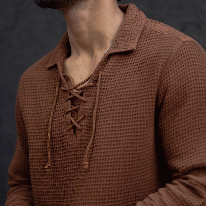 Santorini Lace Knit Polo Sweater
