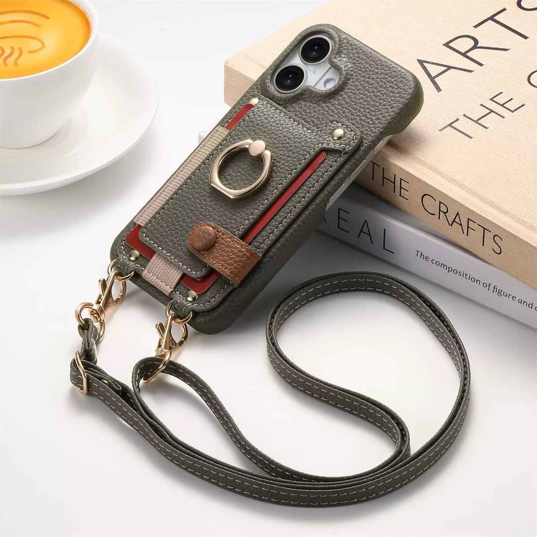 Marcelline Crossbody Leather Wallet iPhone Case