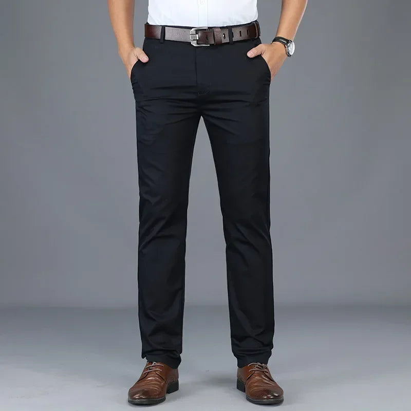 Marlowe Stretch Cotton Straight Trousers