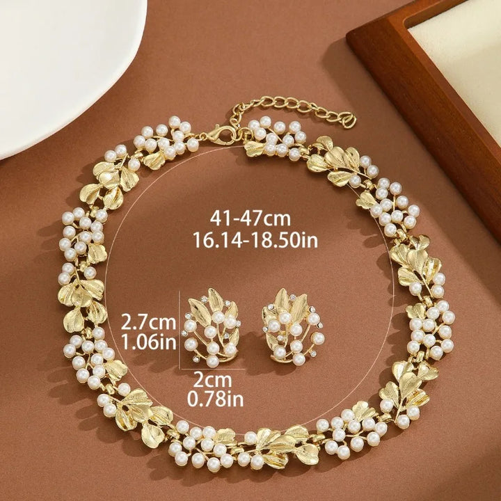Florence Pearl Leaf Jewelry Set