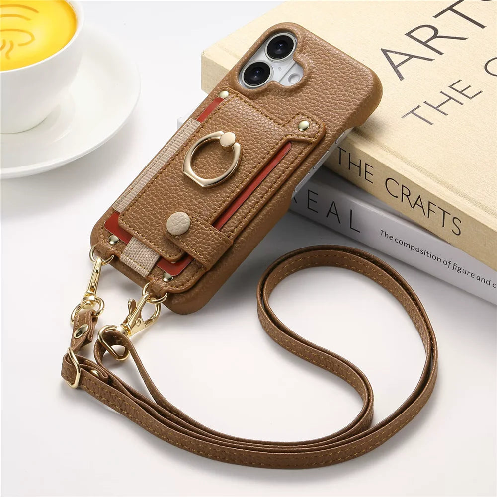 Marcelline Crossbody Leather Wallet iPhone Case