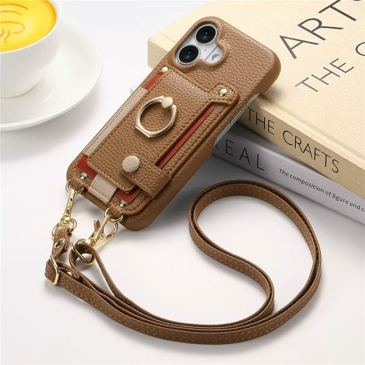 Marcelline Crossbody Leather Wallet iPhone Case