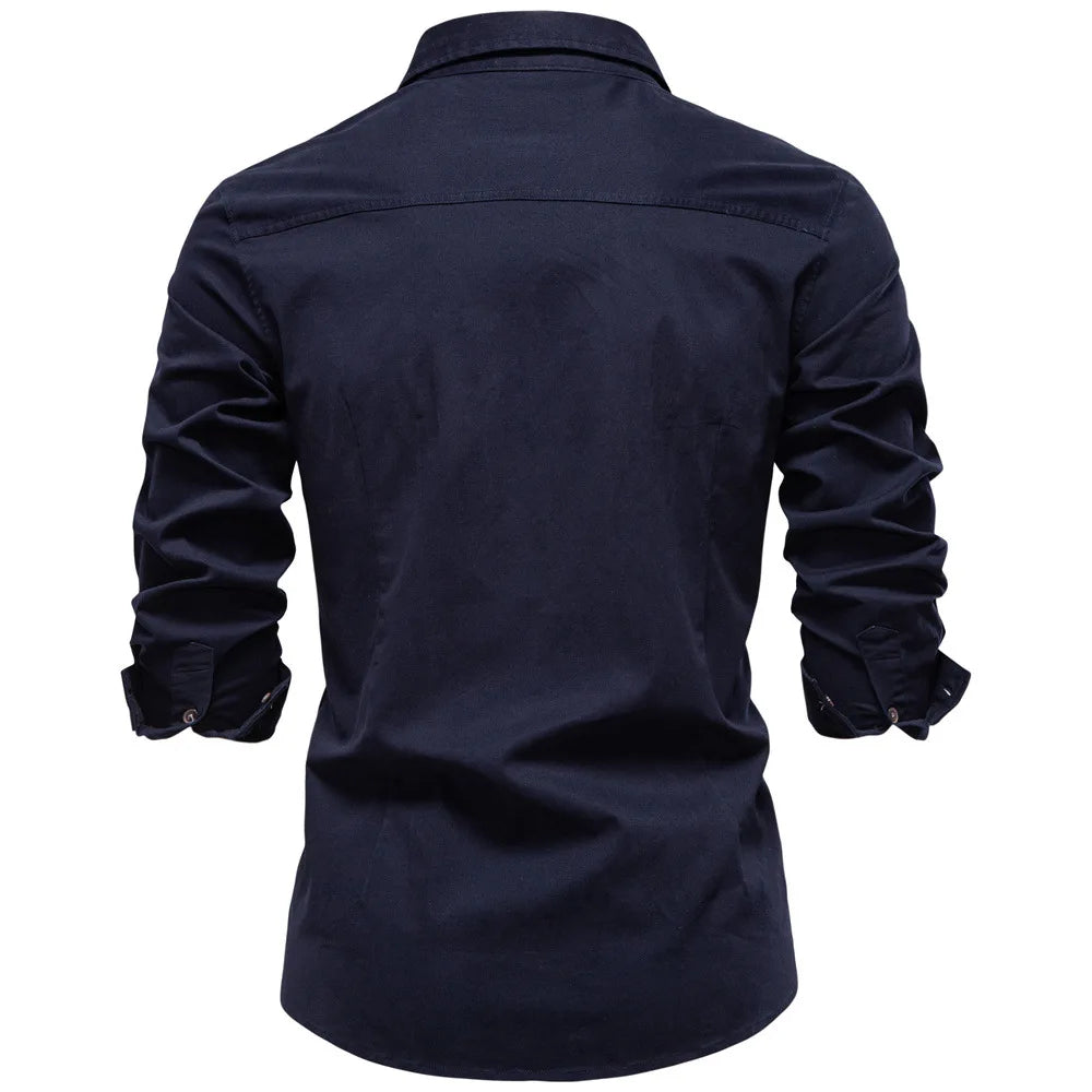 Navy blue shirt on a white background
