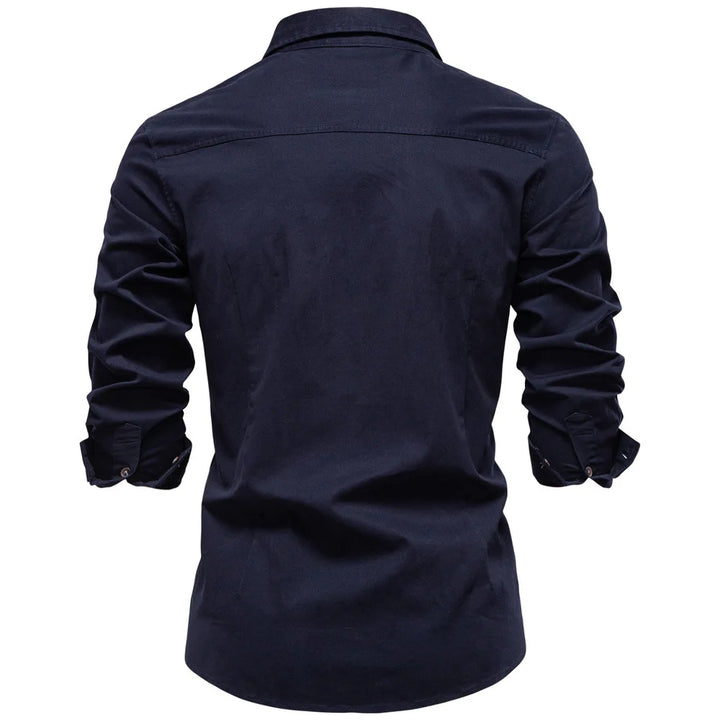 Navy blue shirt on a white background