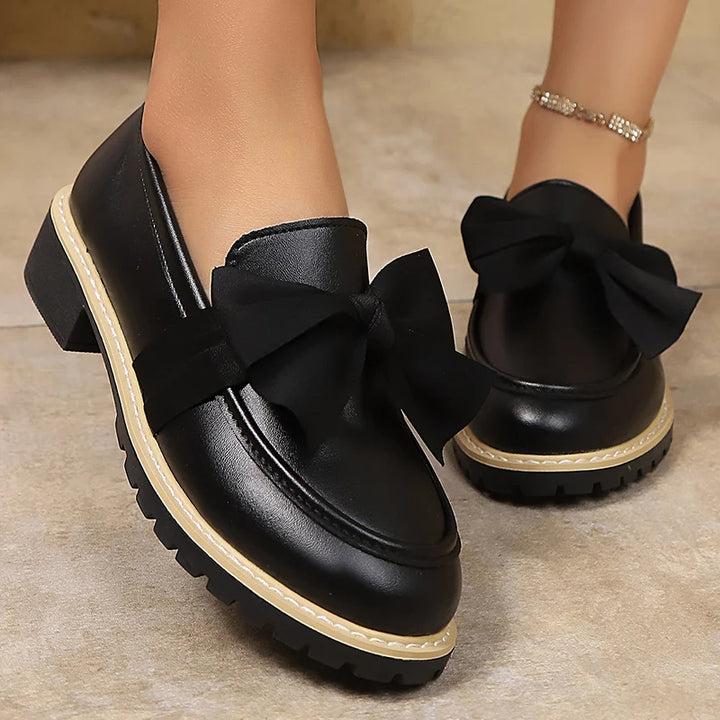 Velmira Gloss Bow Platform Loafers