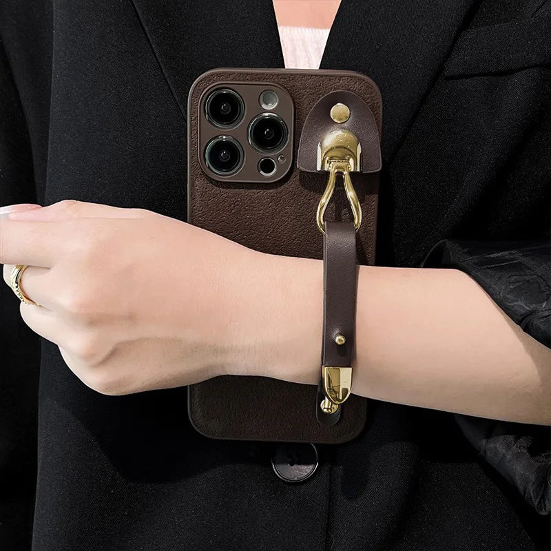 Feminique Leather Pattern Wrist Case