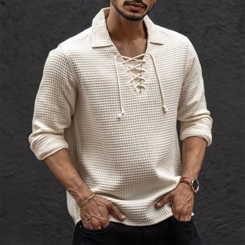 Santorini Lace Knit Polo Sweater