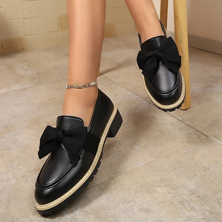 Velmira Gloss Bow Platform Loafers