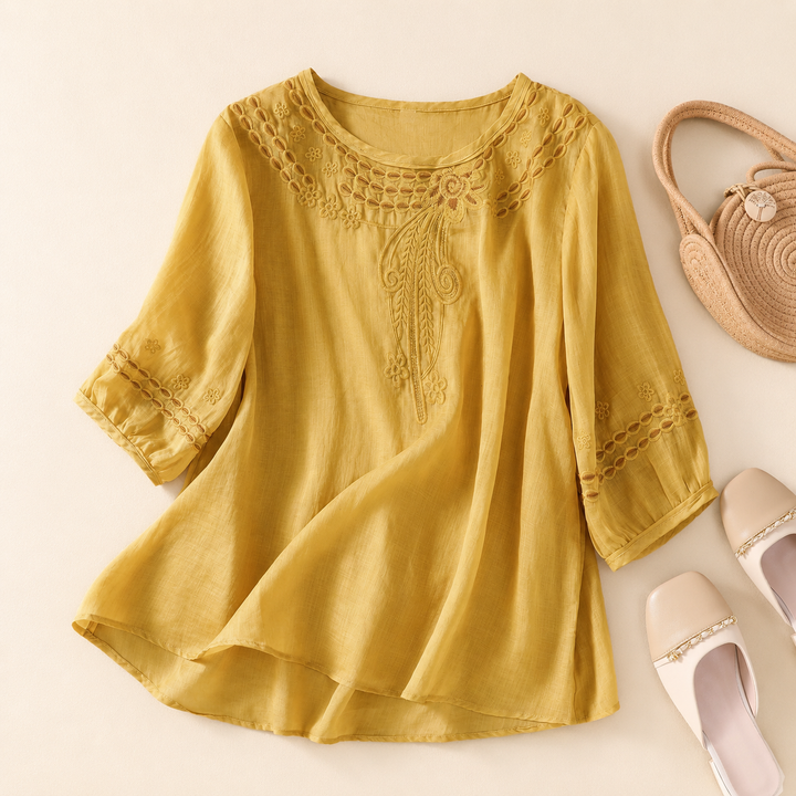 Celeste Cotton Linen Top