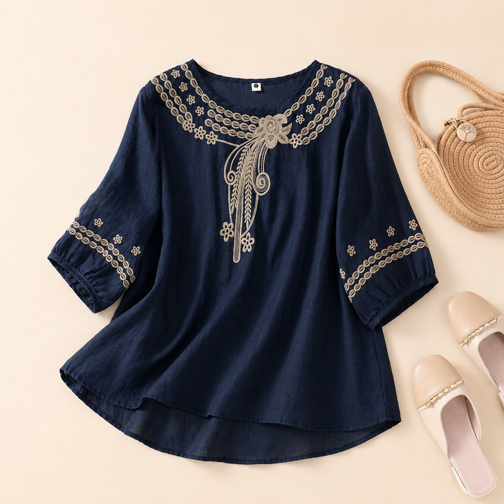 Celeste Cotton Linen Top