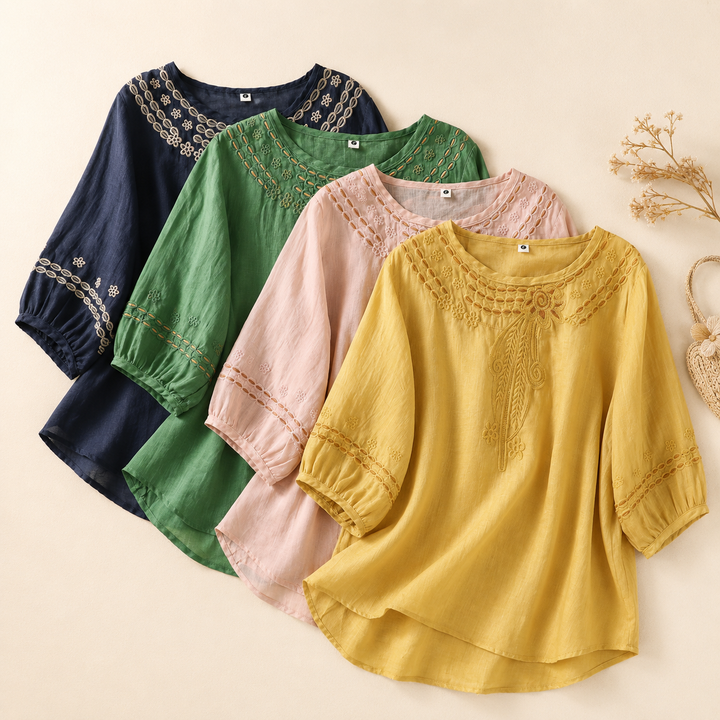 Celeste Cotton Linen Top