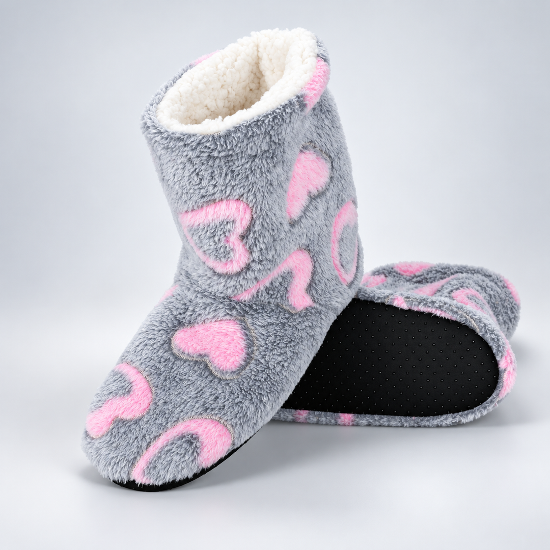 Cozette Heart Plush Slippers