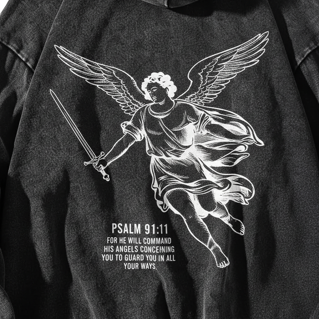 Ravenshade Psalm 91:11 Washed Cotton Hoodie