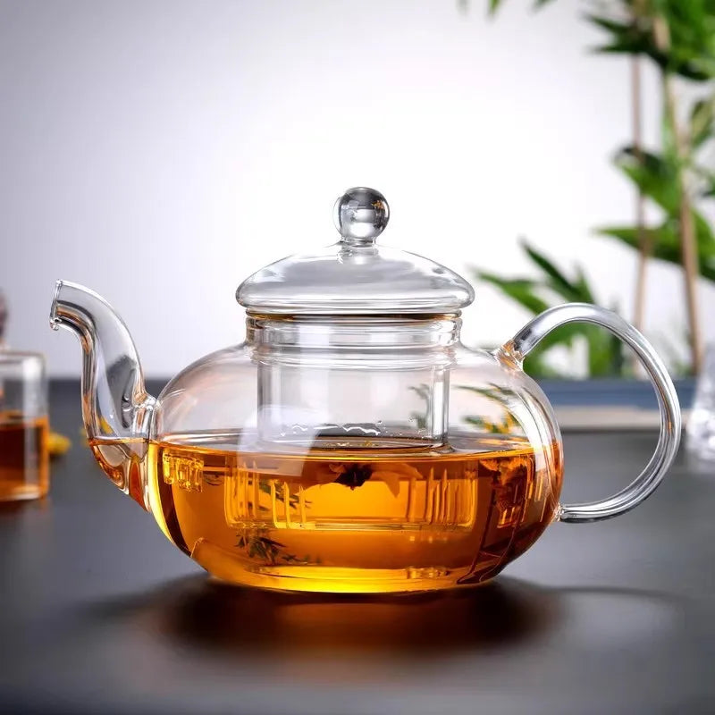 Elegant Glass Teapot Set | High Borosilicate Tea Kettle with Filter | Stylish Brewing Solution for Tea and Coffee 0