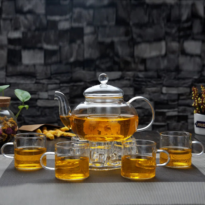Elegant Glass Teapot Set | High Borosilicate Tea Kettle with Filter | Stylish Brewing Solution for Tea and Coffee 1