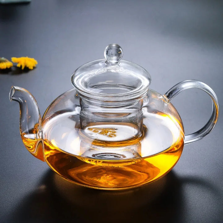 Elegant Glass Teapot Set | High Borosilicate Tea Kettle with Filter | Stylish Brewing Solution for Tea and Coffee 2