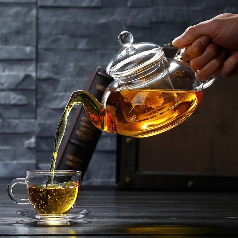 Elegant Glass Teapot Set | High Borosilicate Tea Kettle with Filter | Stylish Brewing Solution for Tea and Coffee 3