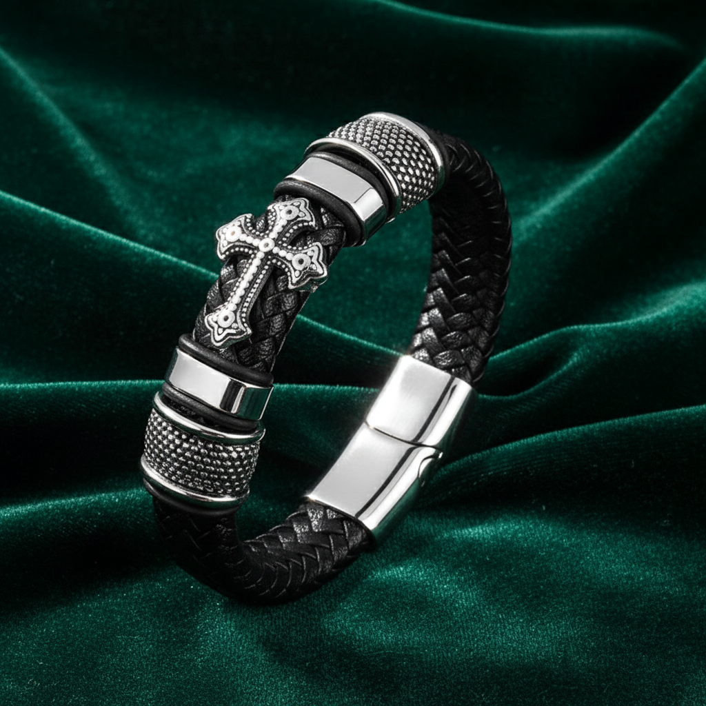 Aurel Cross Leather Bracelet