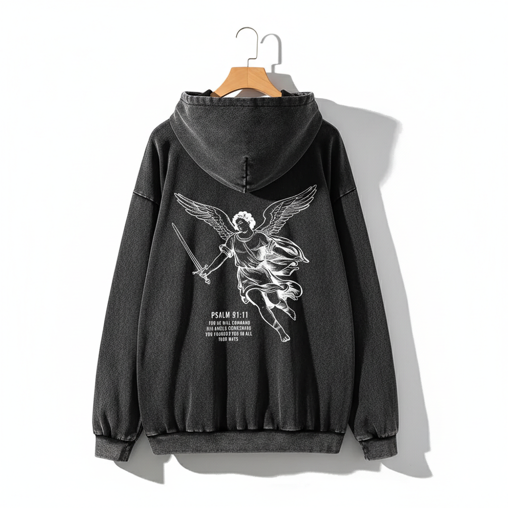 Ravenshade Psalm 91:11 Washed Cotton Hoodie