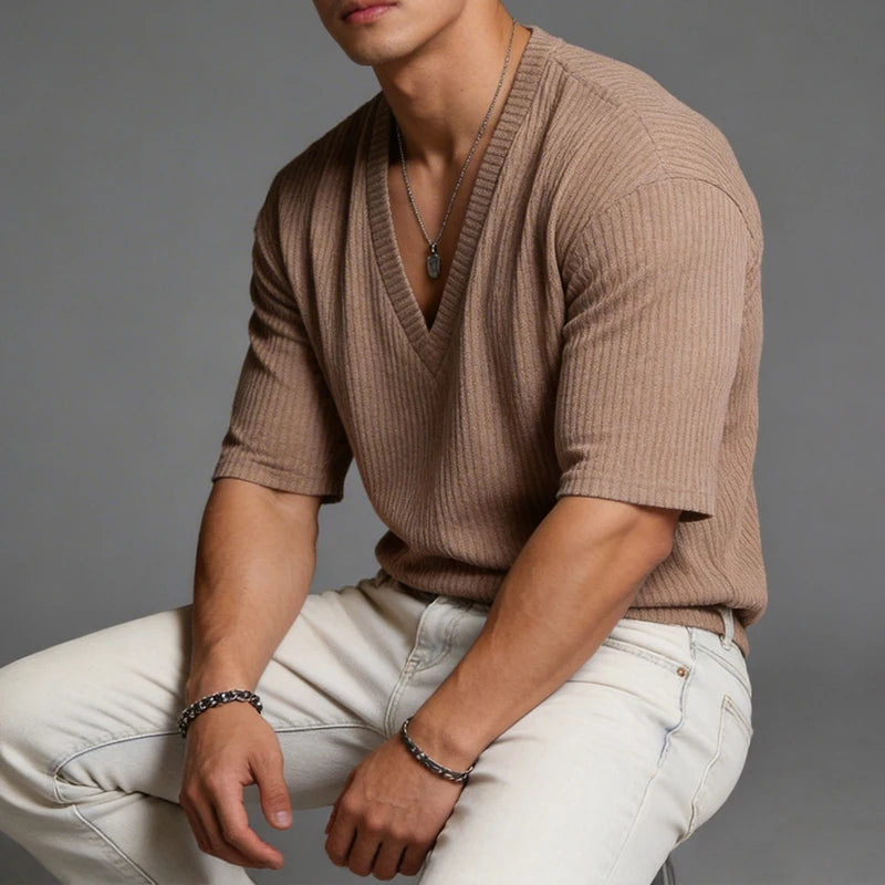 Hawthorne Ribbed V-Neck Tee