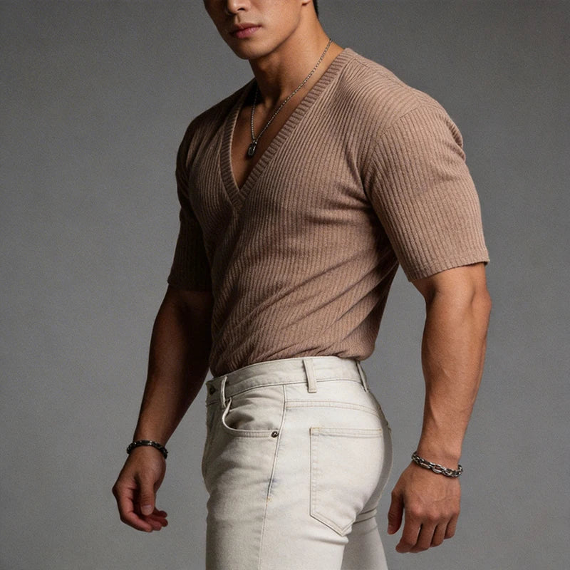 Hawthorne Ribbed V-Neck Tee