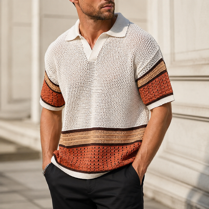 Lightweight knit short-sleeve tee with airy summer texture