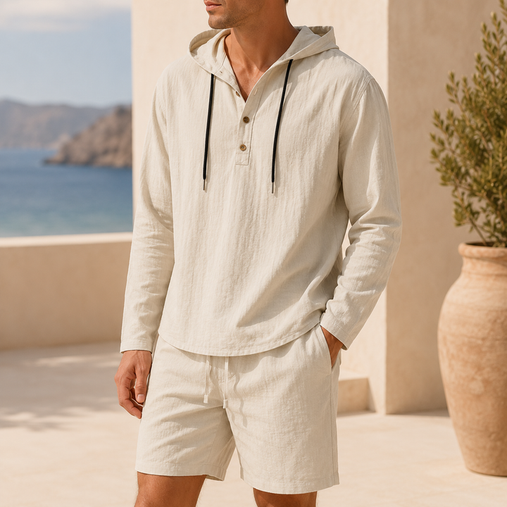 Marlow Linen Lightweight Hooded Set with matching shorts
