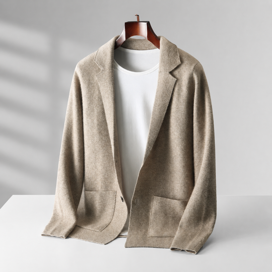 Men's wool cardigan with V-neck layering style