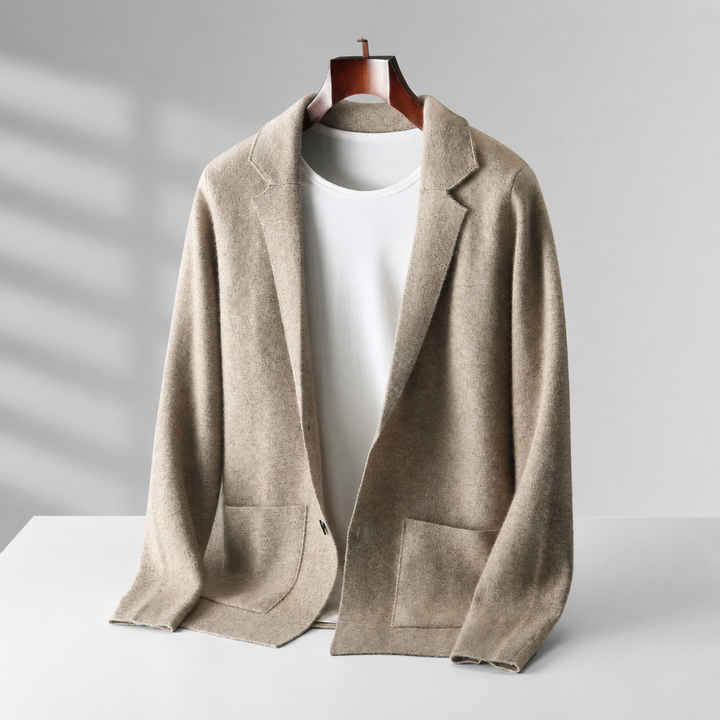 Men's wool cardigan with V-neck layering style