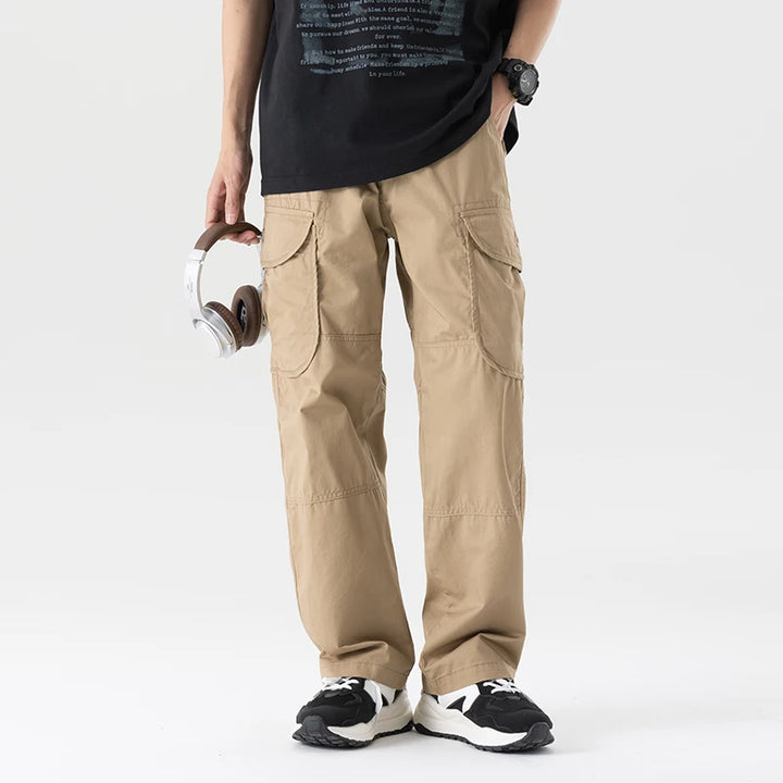 Men's 100% Cotton Cargo Pants | Trendy Wide Baggy Outdoor Fit | 0