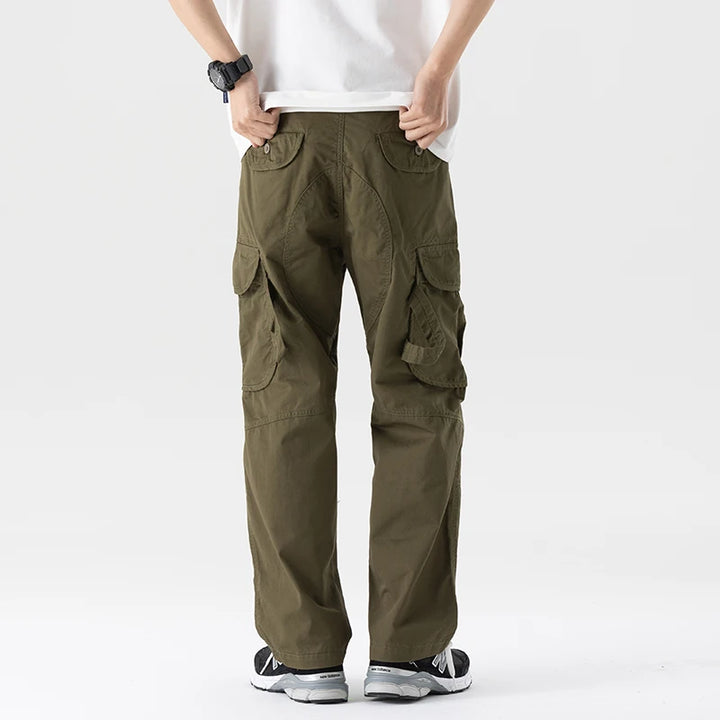 Men's 100% Cotton Cargo Pants | Trendy Wide Baggy Outdoor Fit | 4