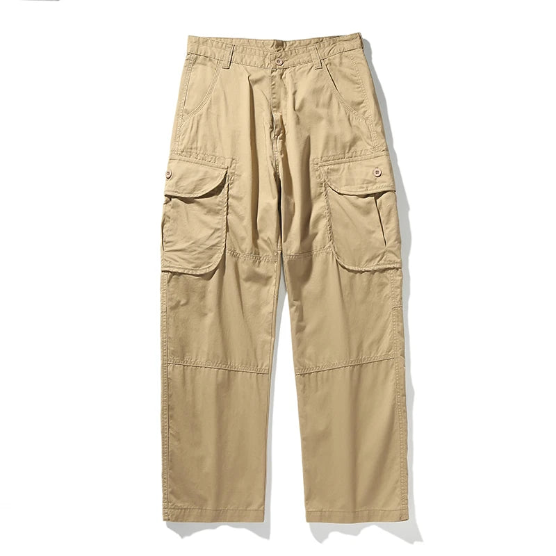 Men's 100% Cotton Cargo Pants | Trendy Wide Baggy Outdoor Fit | 5