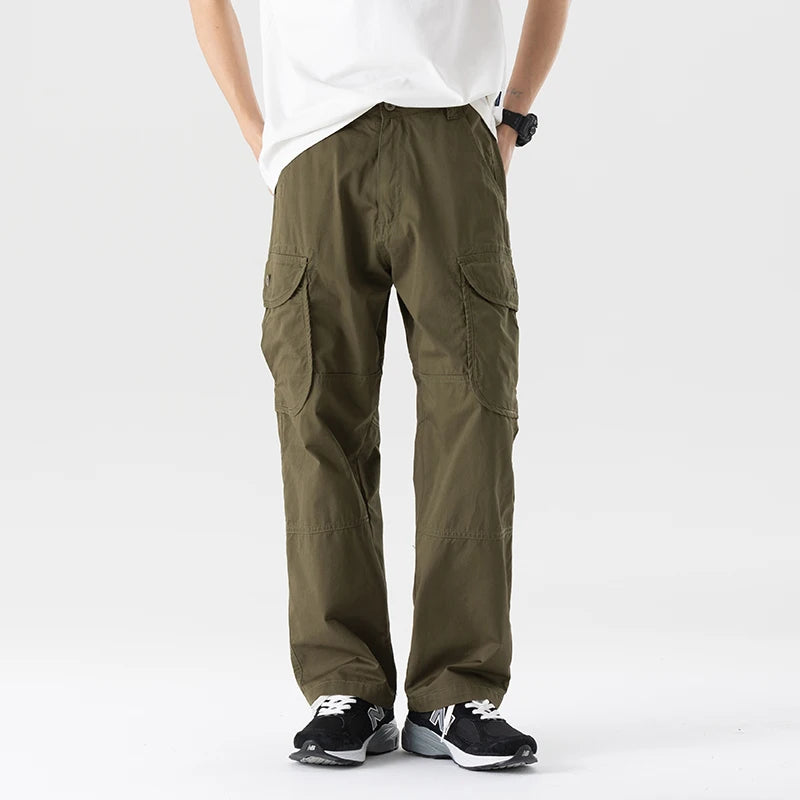 Men's 100% Cotton Cargo Pants | Trendy Wide Baggy Outdoor Fit | 6