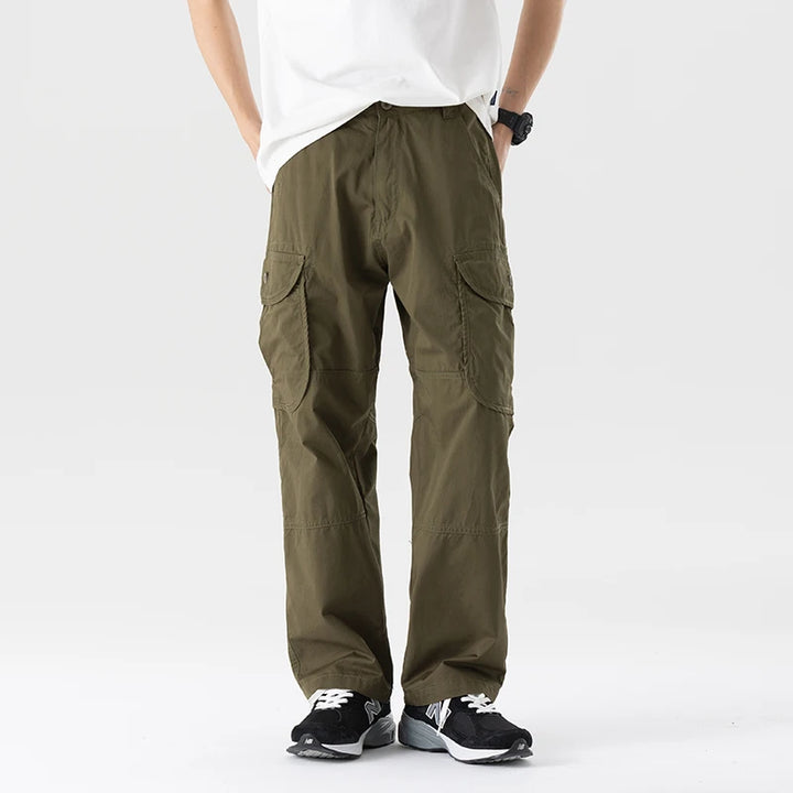 Men's 100% Cotton Cargo Pants | Trendy Wide Baggy Outdoor Fit | 6