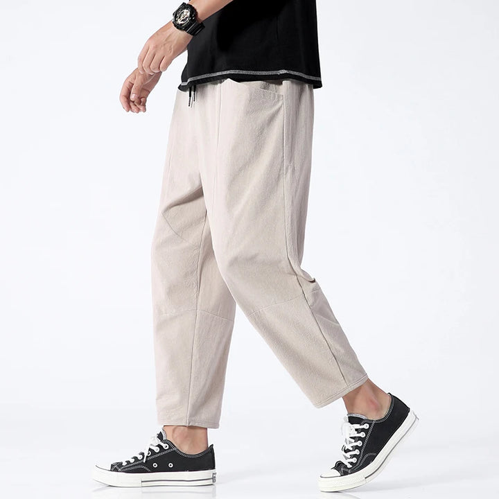 Men's 100% Cotton Cropped Pants | Trendy Loose Fit for Summer Style