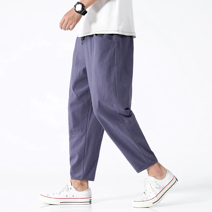 Men's 100% Cotton Cropped Pants | Trendy Loose Fit for Summer Style