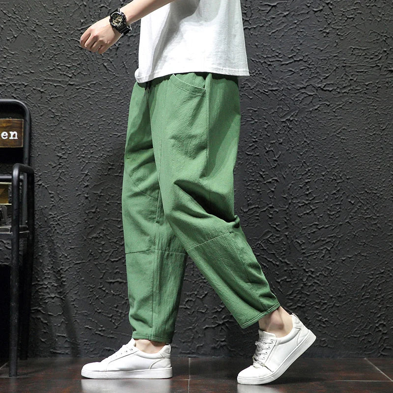 Men's 100% Cotton Cropped Pants | Trendy Loose Fit for Summer Style