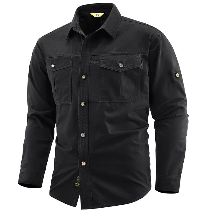 Men's 100% Cotton Long Sleeve Button Down Shirt | Classic Vintage Cargo Style 8