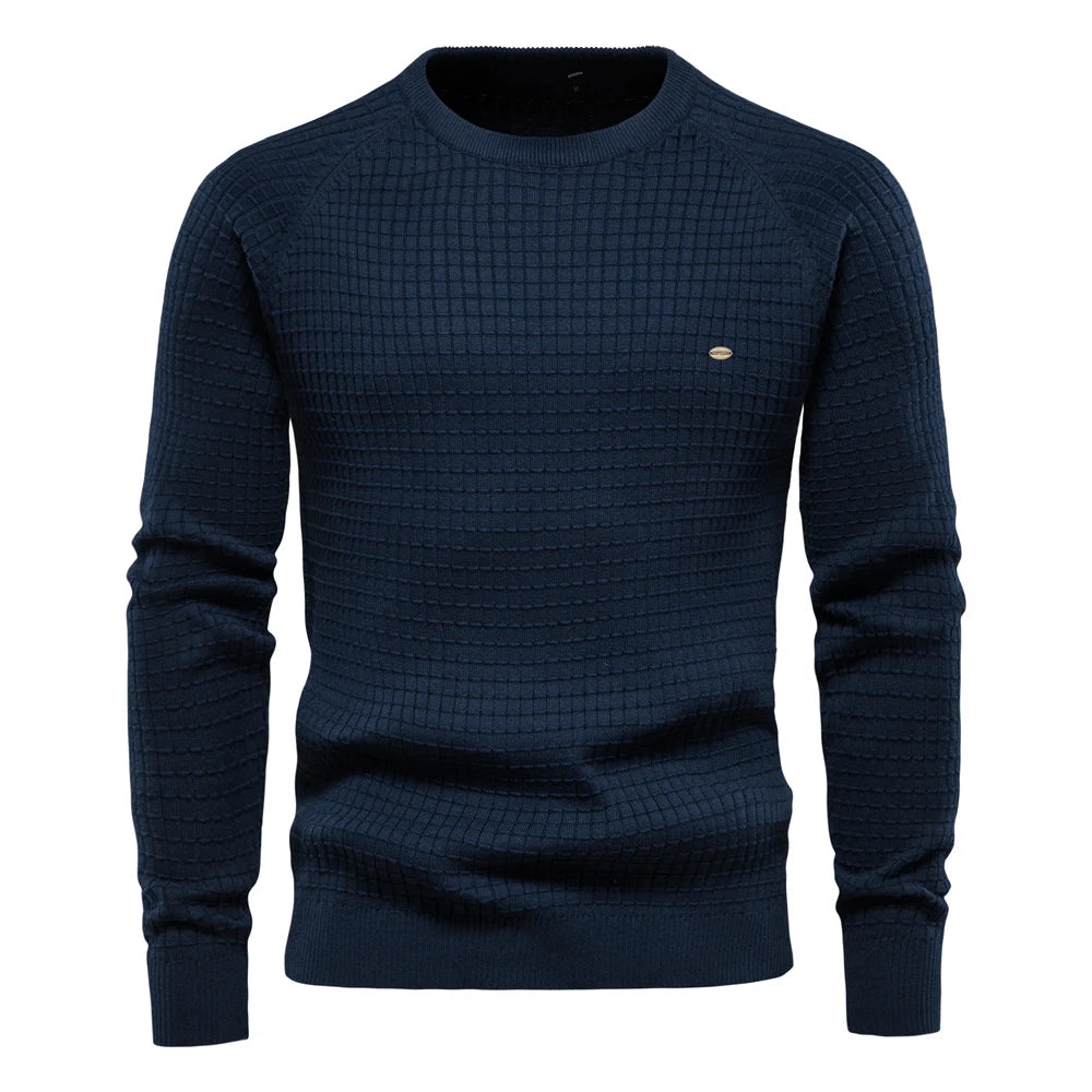 Men's 100% Cotton O-Neck Sweater | Tailored Classic Winter Essential 7