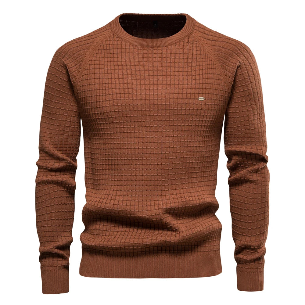 Men's 100% Cotton O-Neck Sweater | Tailored Classic Winter Essential 8
