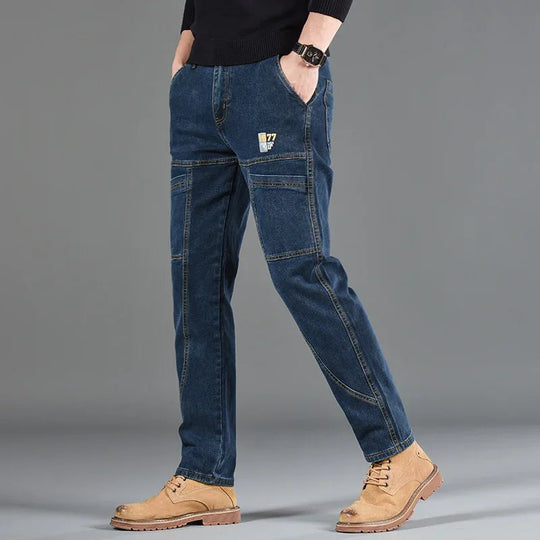 Men's 4-Way Stretch Cotton Denim Jeans | Vintage-Inspired All-Day Comfort Fit 0