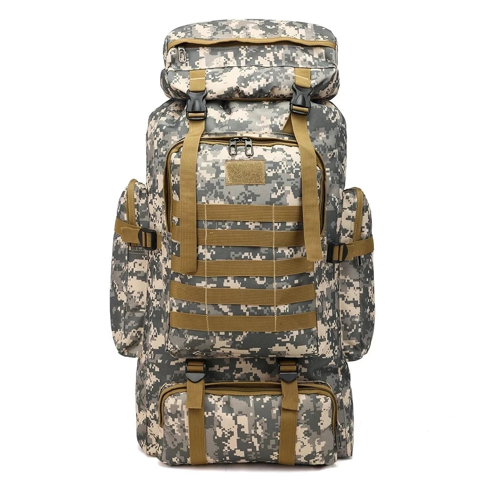 Outpost 80L tactical backpack with detachable MOLLE pouches