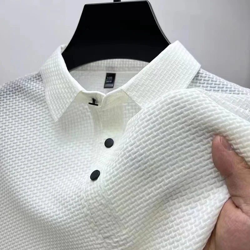 Men's Breathable Cotton Blend Polo Shirt | Refined Summer Business Casual Fit 9