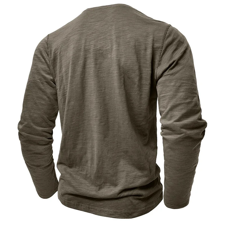 Men's Breathable Cotton Long Sleeve Henley T-Shirt | Versatile Autumn Essential 4
