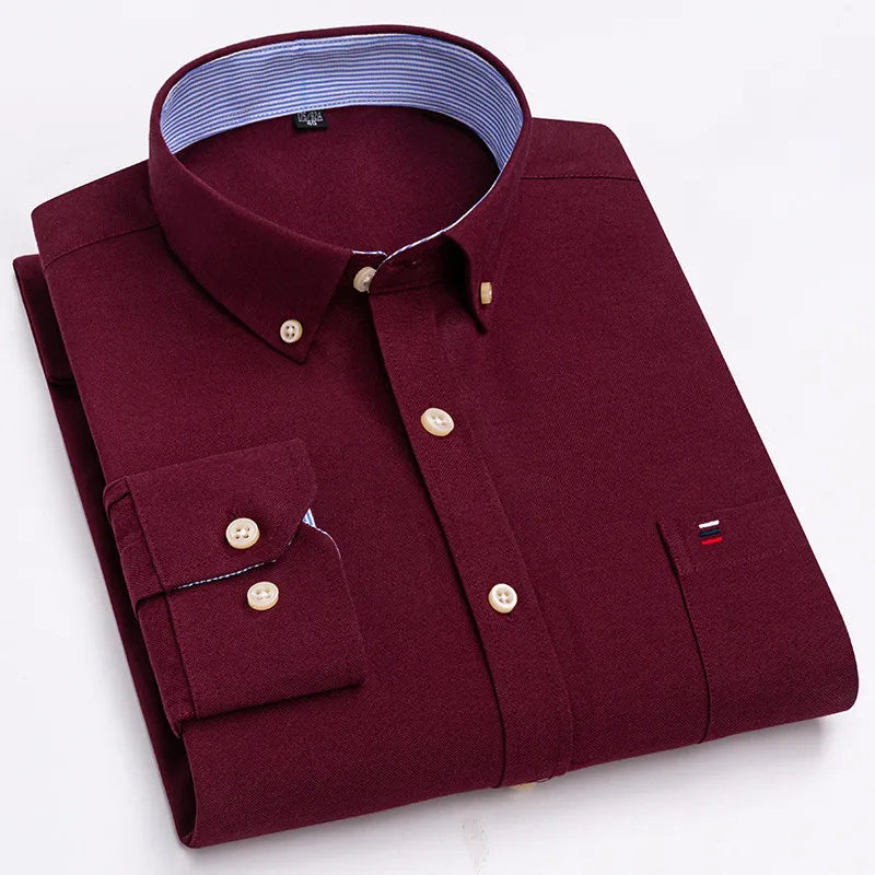 Men's Breathable Cotton Oxford Button-Down Shirt | Refined Everyday Comfort Fit 6