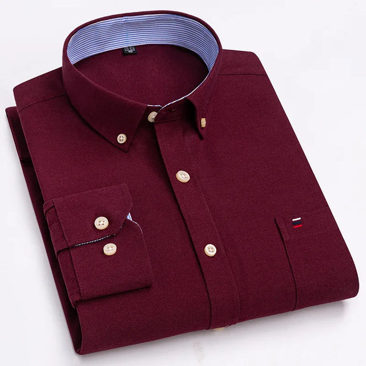 Men's Breathable Cotton Oxford Button-Down Shirt | Refined Everyday Comfort Fit 6