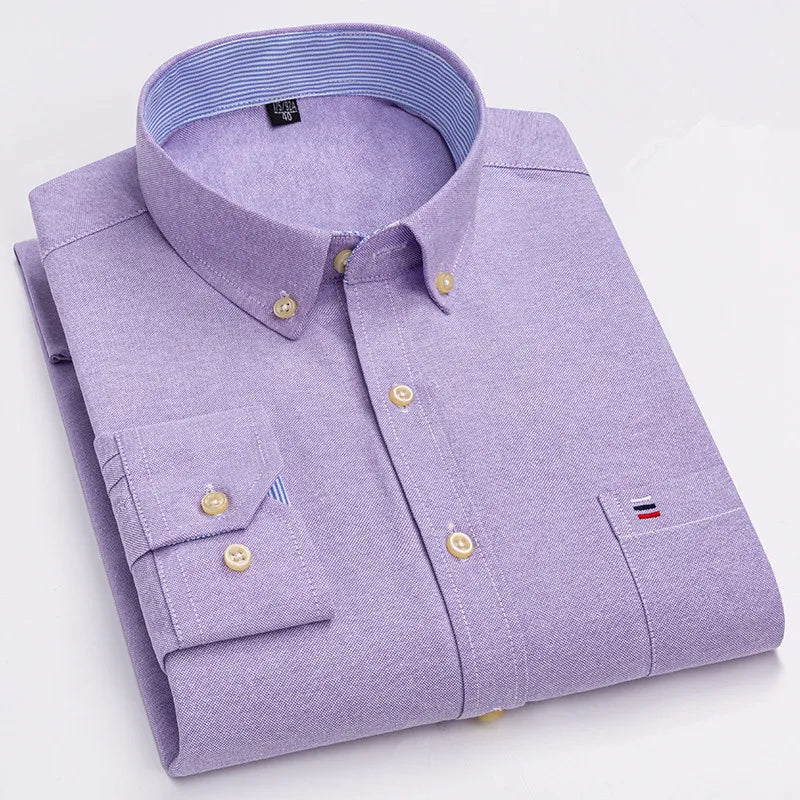 Men's Breathable Cotton Oxford Button-Down Shirt | Refined Everyday Comfort Fit 7